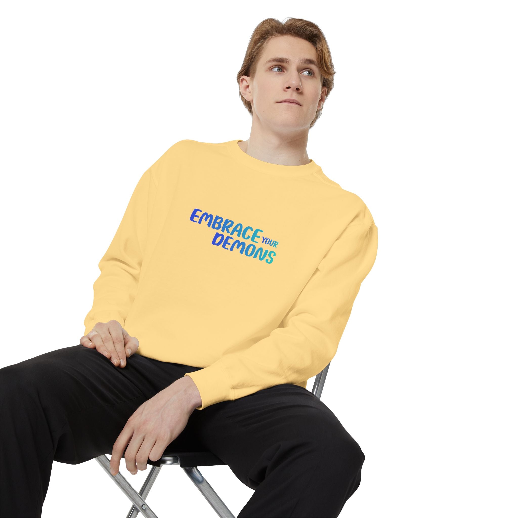Embrace Your Demons Sweatshirt — "Cold Heart, Warm Soul" Cat Graphic Sweatshirt