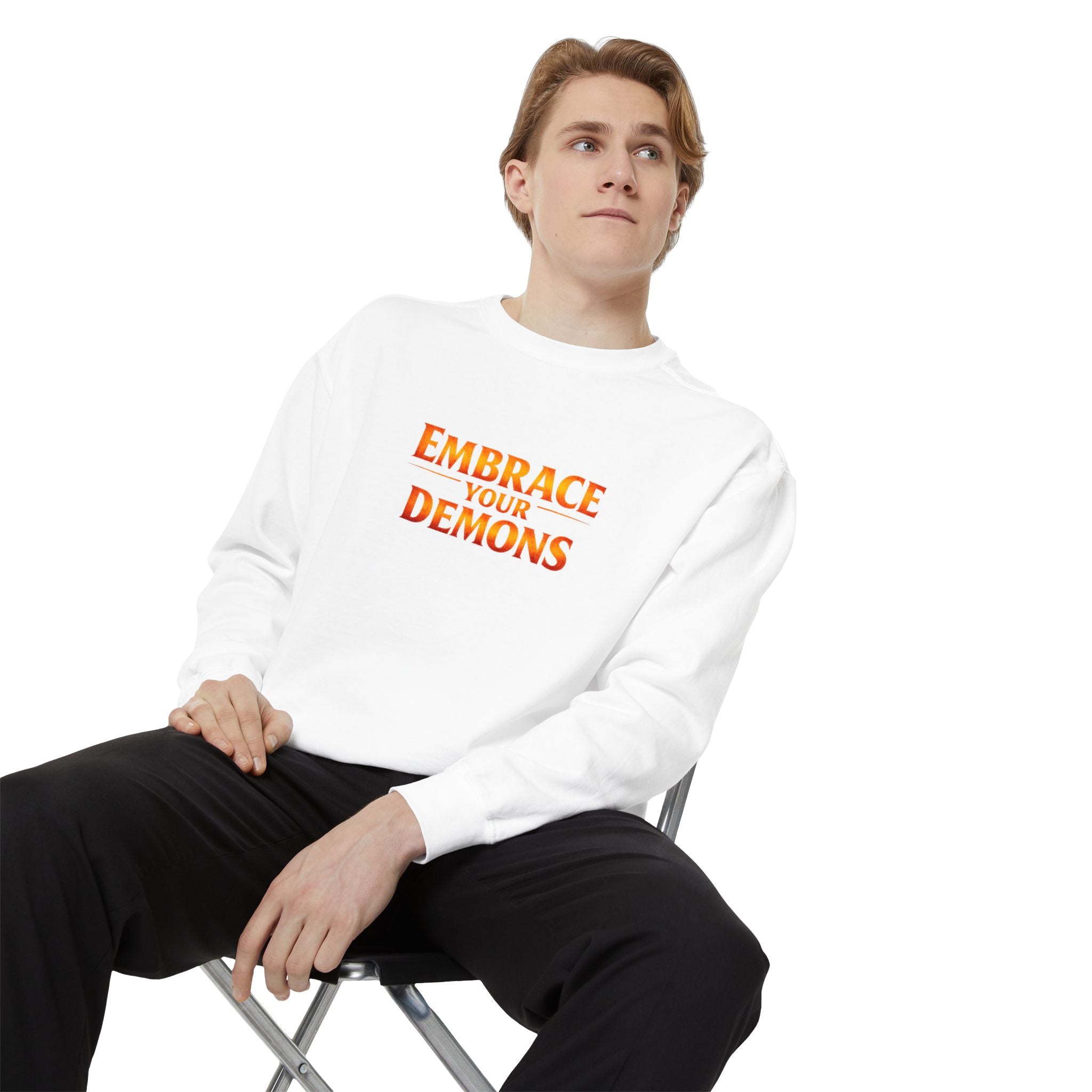 Embrace Your Demons Sweatshirt — Angel Warrior Graphic Crewneck