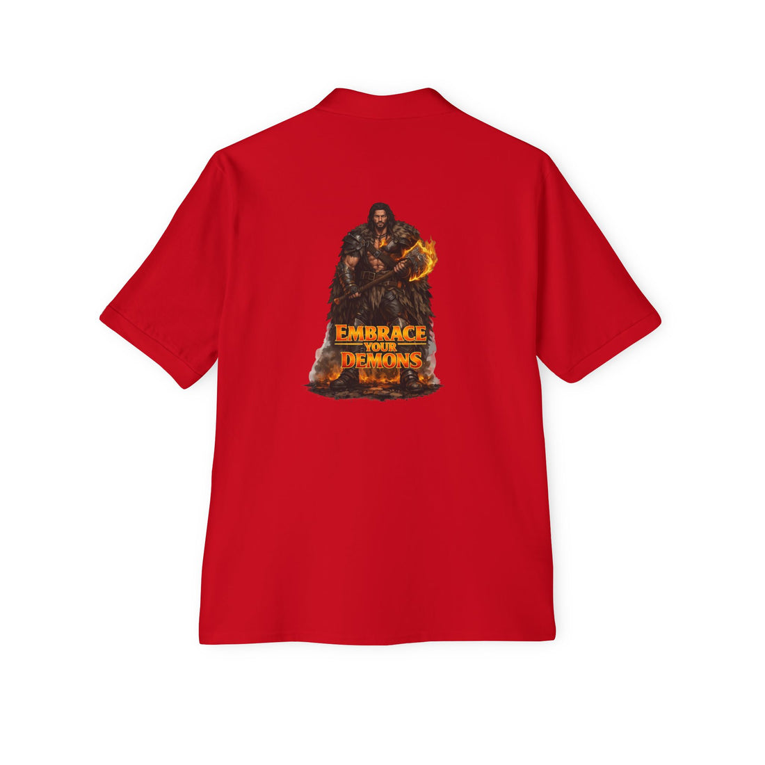 Men's Polo — 'Embrace The Demons' Graphic Chest & Back Print