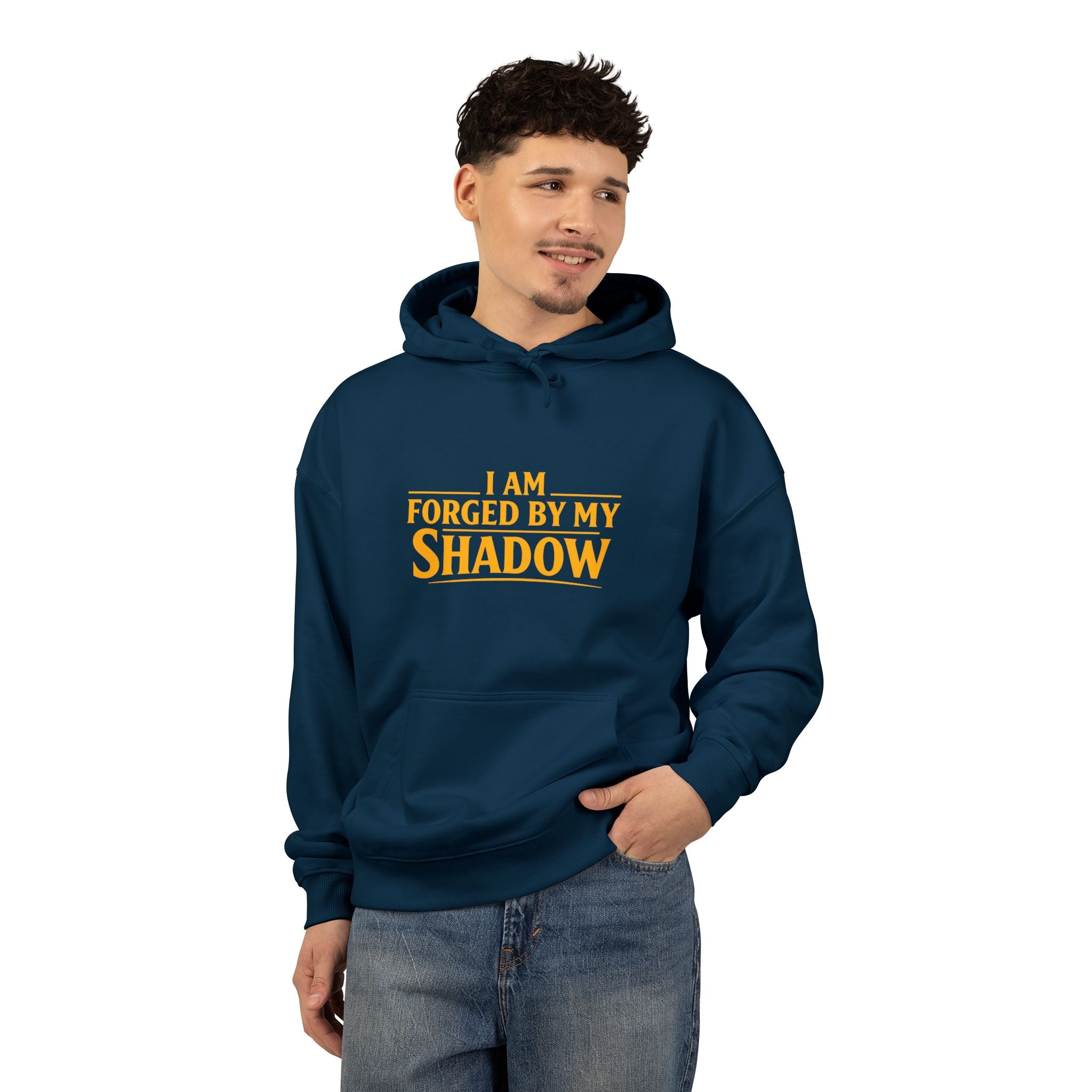 Angel Knight Hoodie — “I Am Forged by My Shadow” Graphic Pullover
