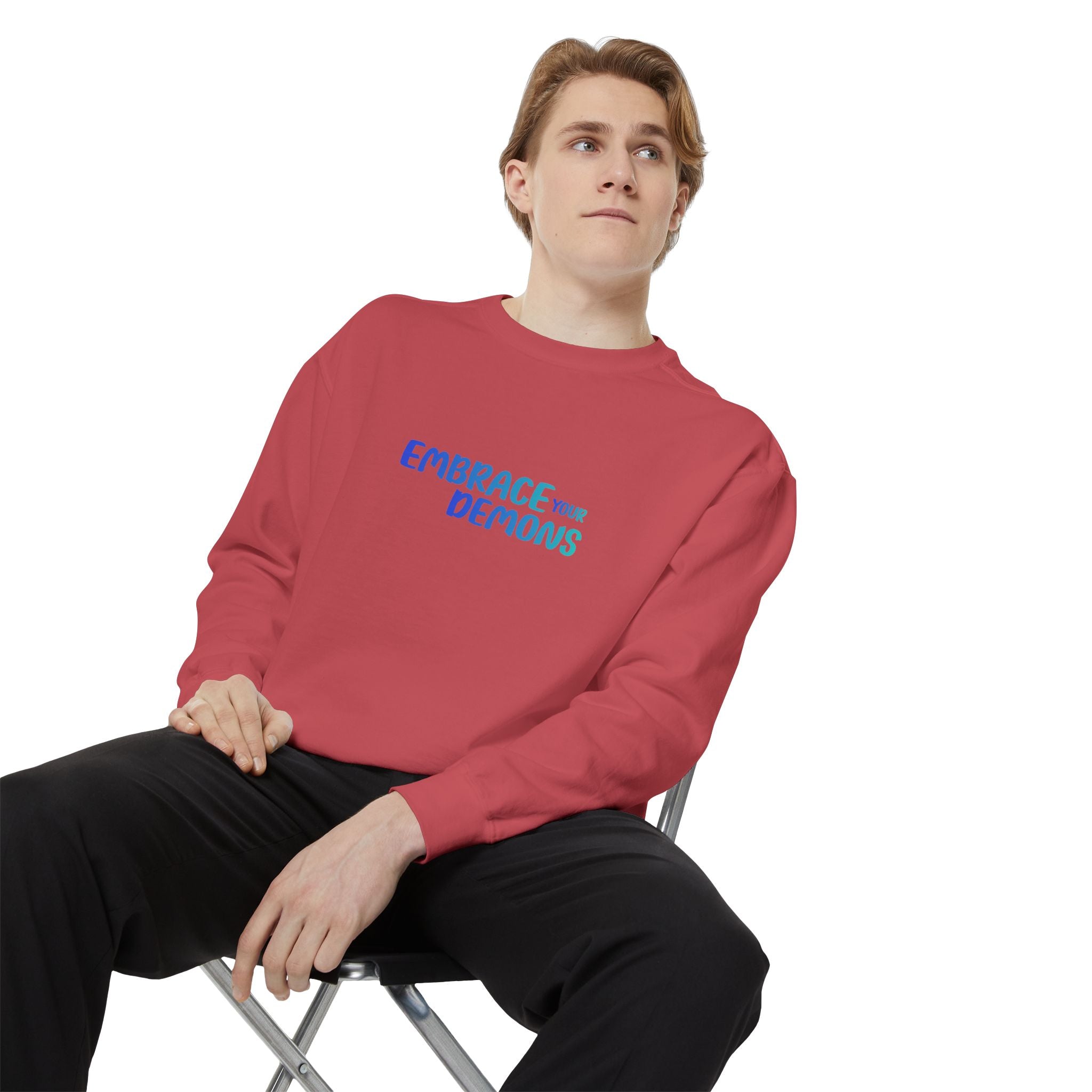 Embrace Your Demons Sweatshirt — "Cold Heart, Warm Soul" Cat Graphic Sweatshirt