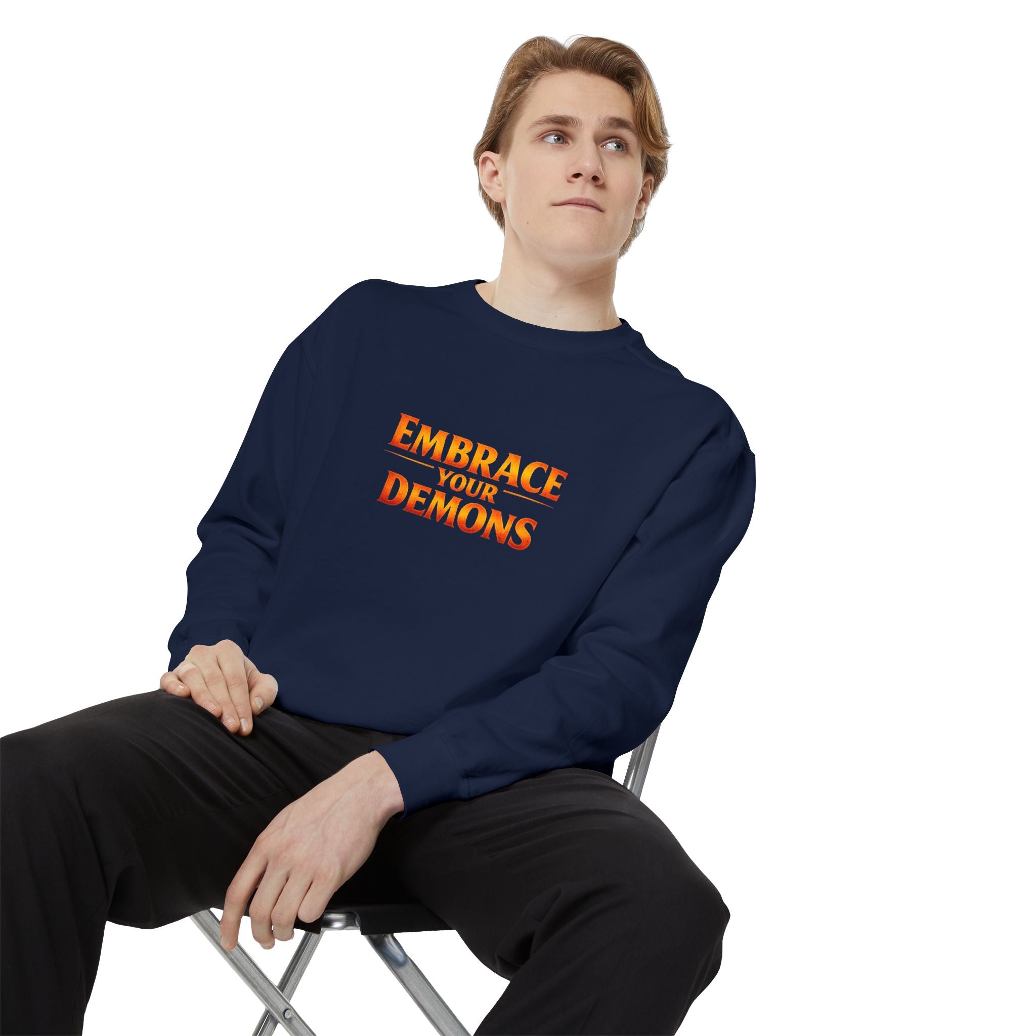 Embrace Your Demons Sweatshirt — Small Flame, Big Courage Graphic Crewneck