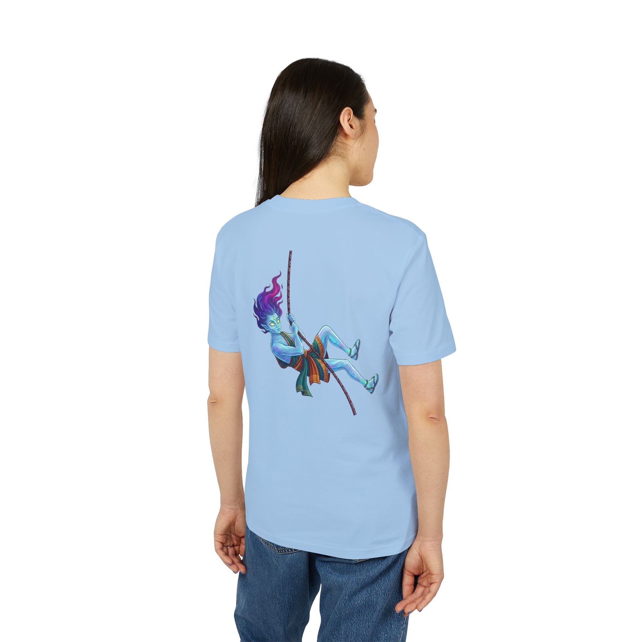T-Shirt — Embrace the Demons Graphic Tee (Blue Rope Swing Illustration)