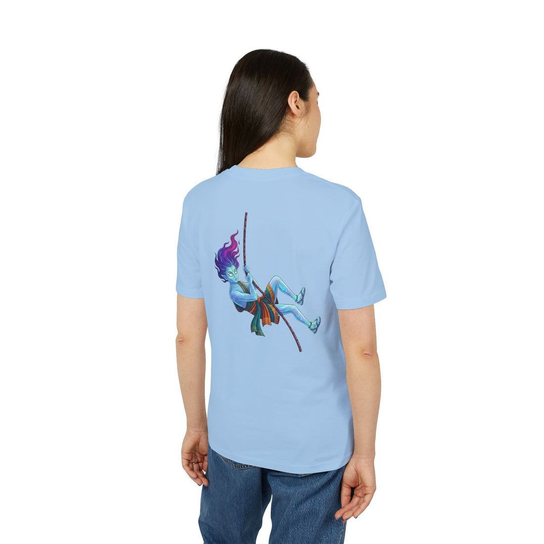 T-Shirt — Embrace the Demons Graphic Tee (Blue Rope Swing Illustration)