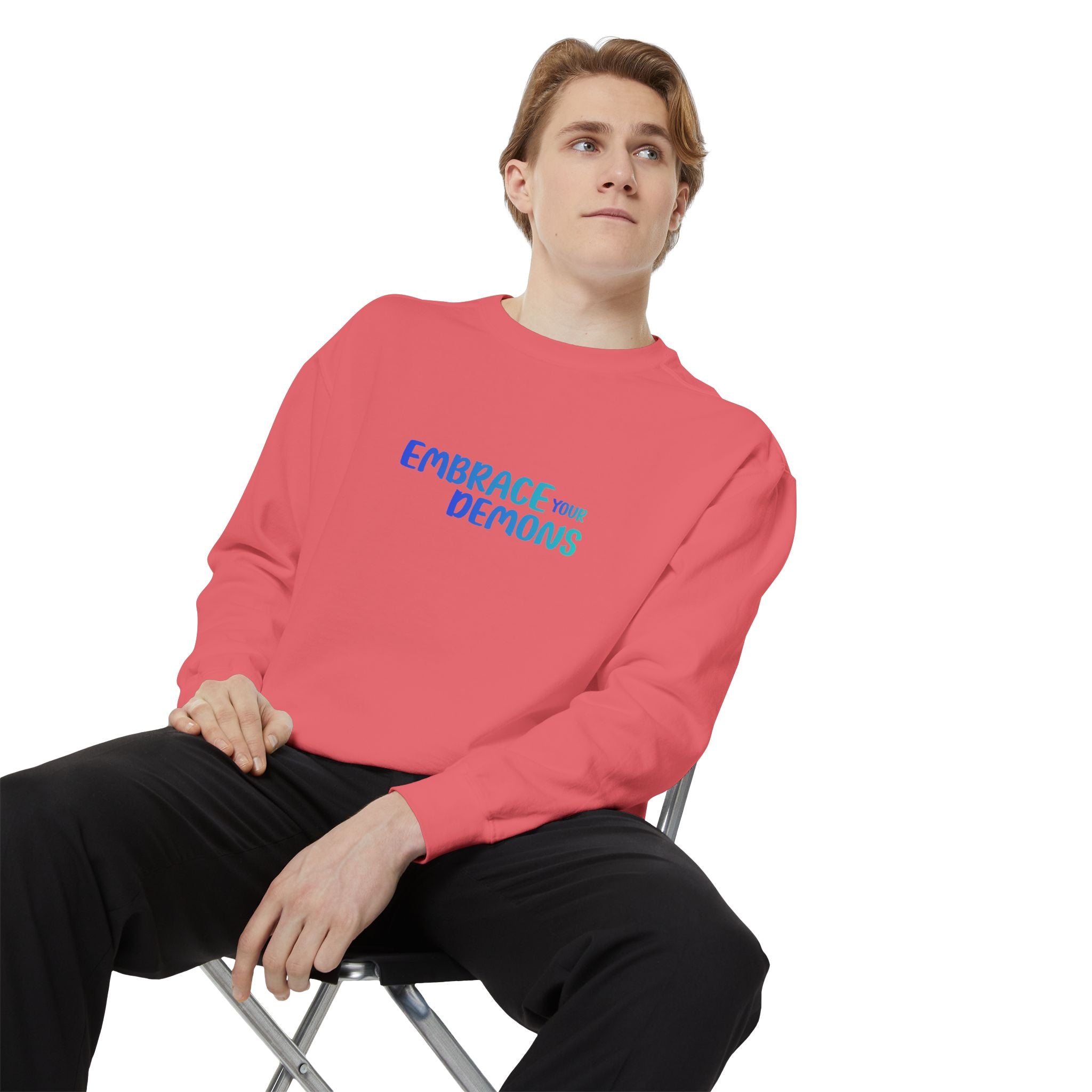 Embrace Your Demons Sweatshirt — "Cold Heart, Warm Soul" Cat Graphic Sweatshirt