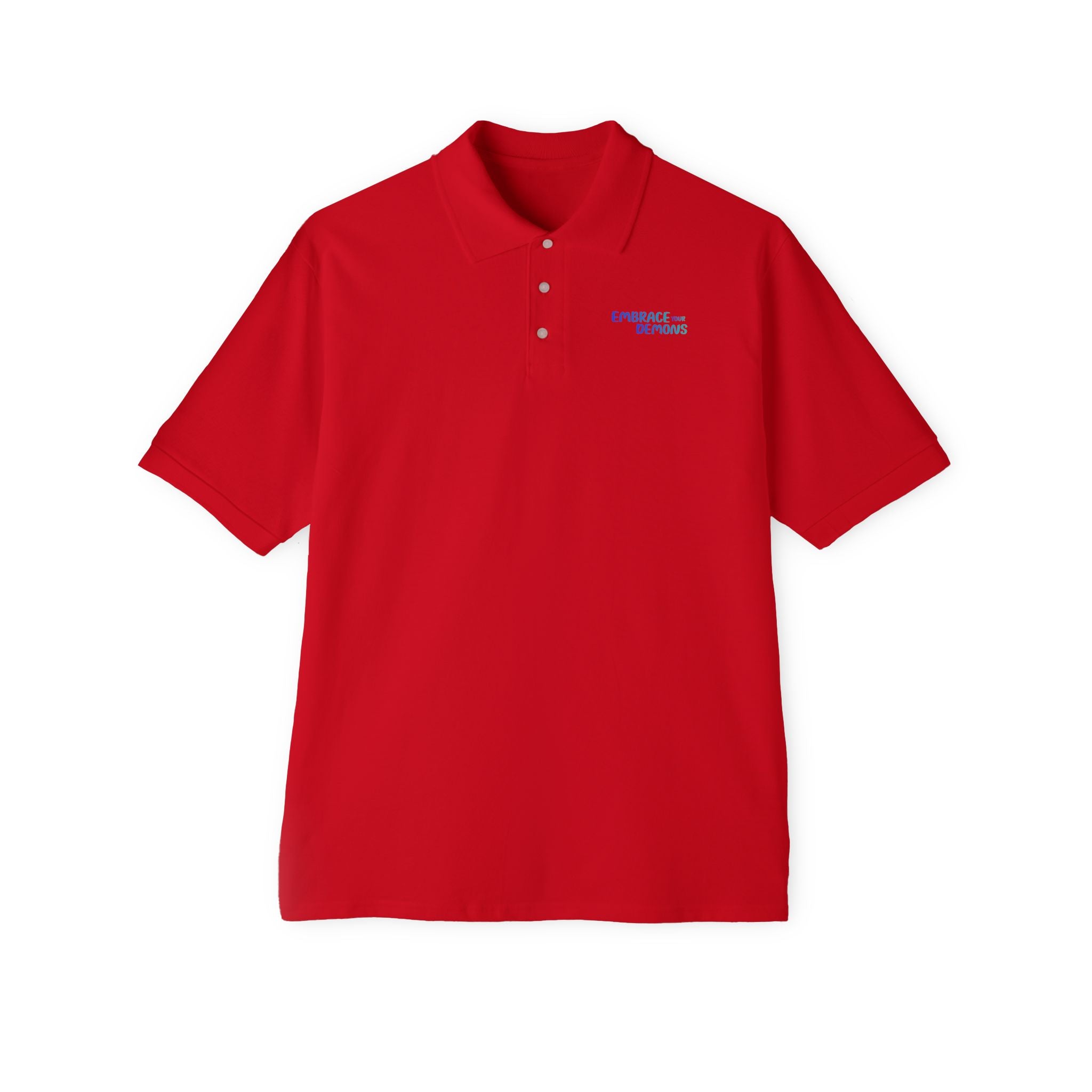Men's Polo — 'Cold Heart, Warm Soul' Blue Cat Graphic