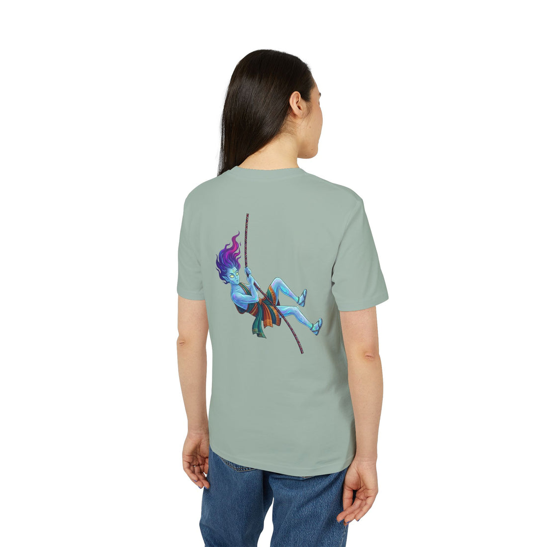 T-Shirt — Embrace the Demons Graphic Tee (Blue Rope Swing Illustration)