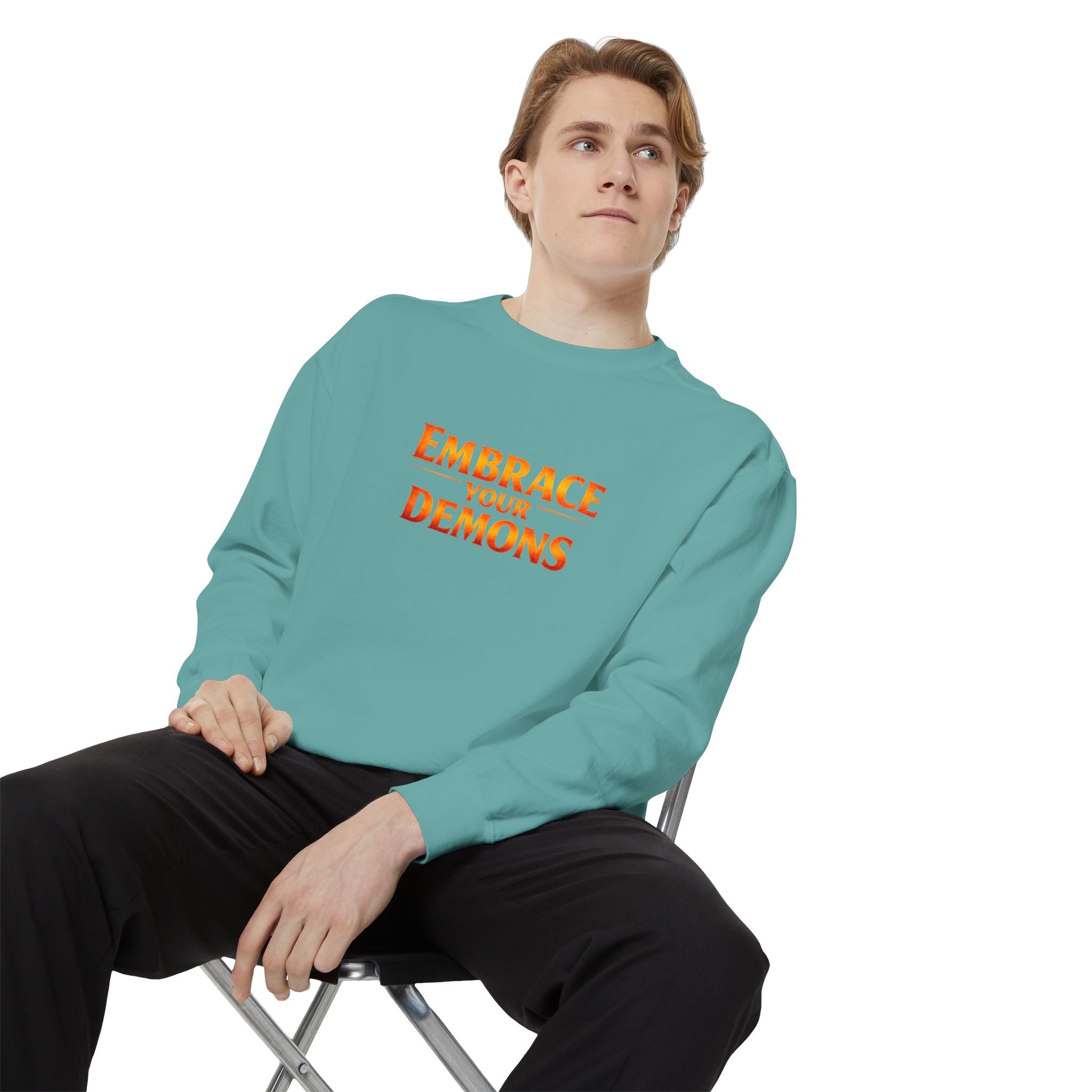 Embrace Your Demons Sweatshirt — Angel Warrior Graphic Crewneck