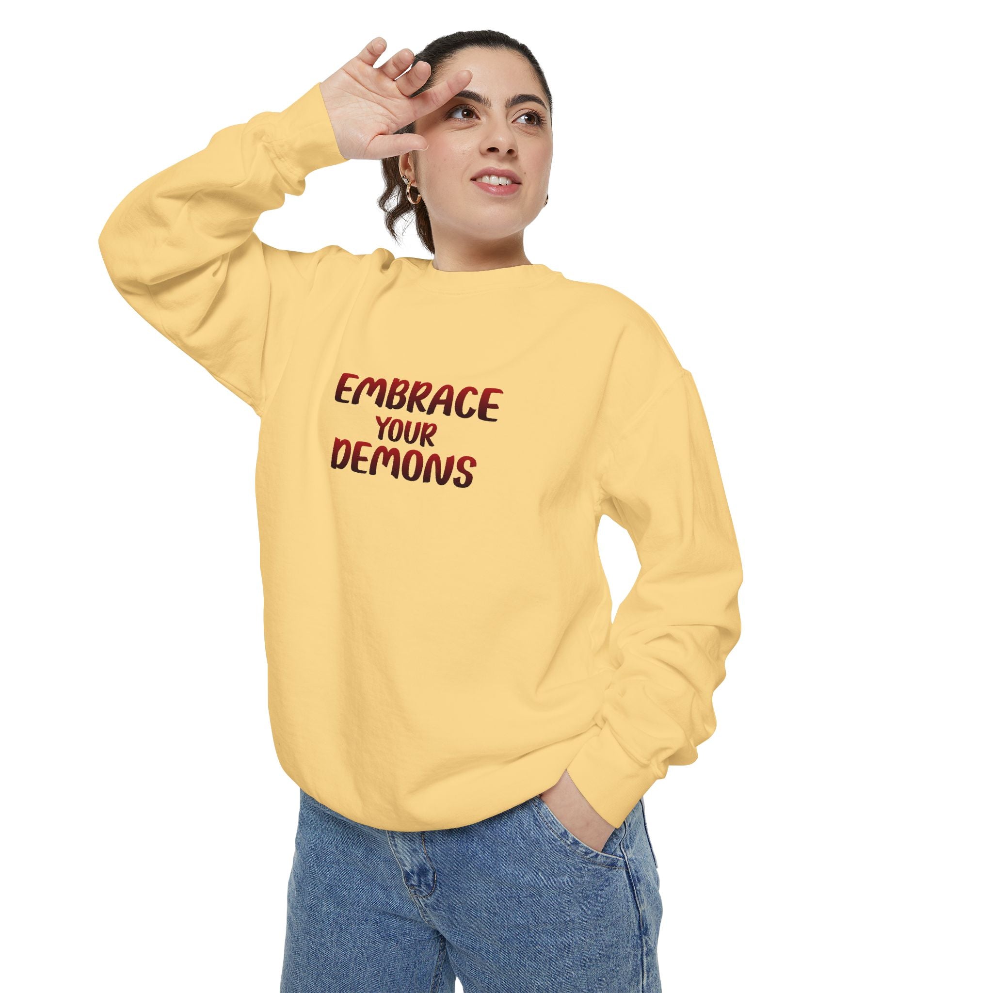 Embrace Your Demons Sweatshirt — Viking Warrior Graphic Crewneck