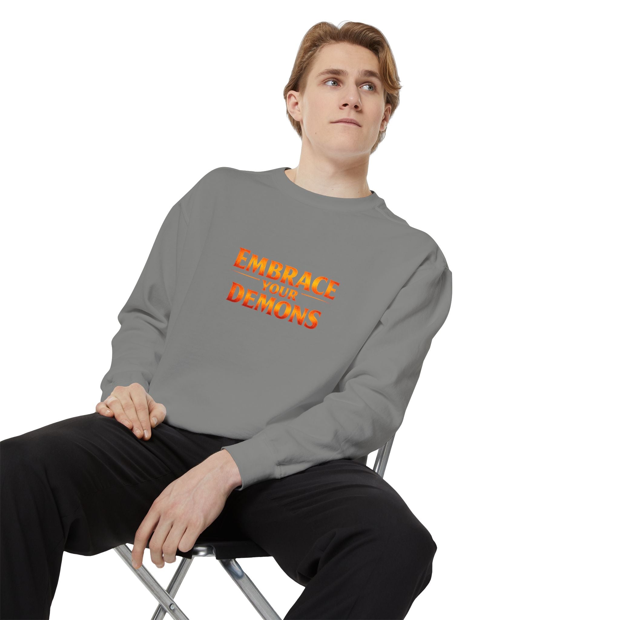 Embrace Your Demons Sweatshirt — Small Flame, Big Courage Graphic Crewneck