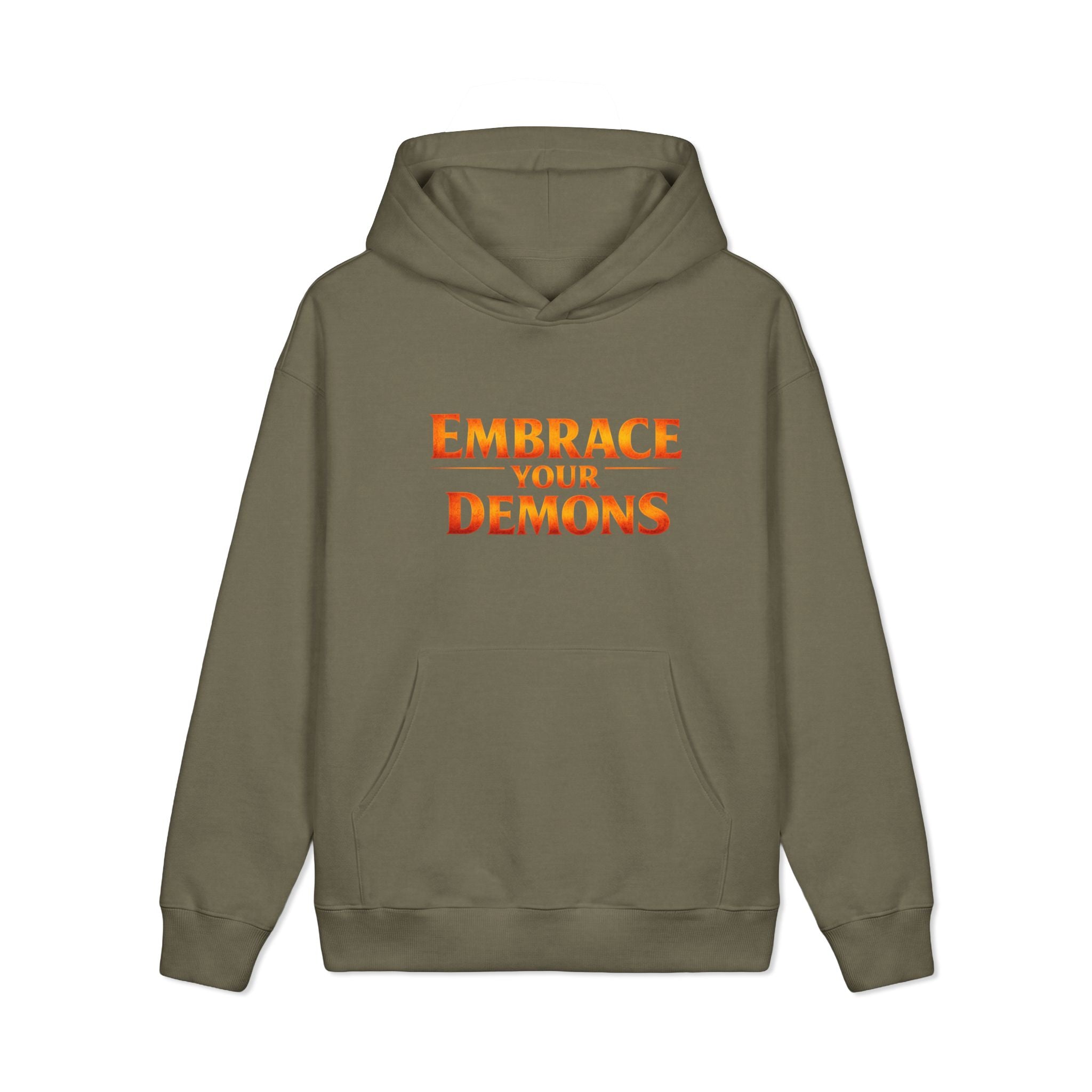 Embrace Your Demons Hoodie — Fiery Warrior Graphic Pullover
