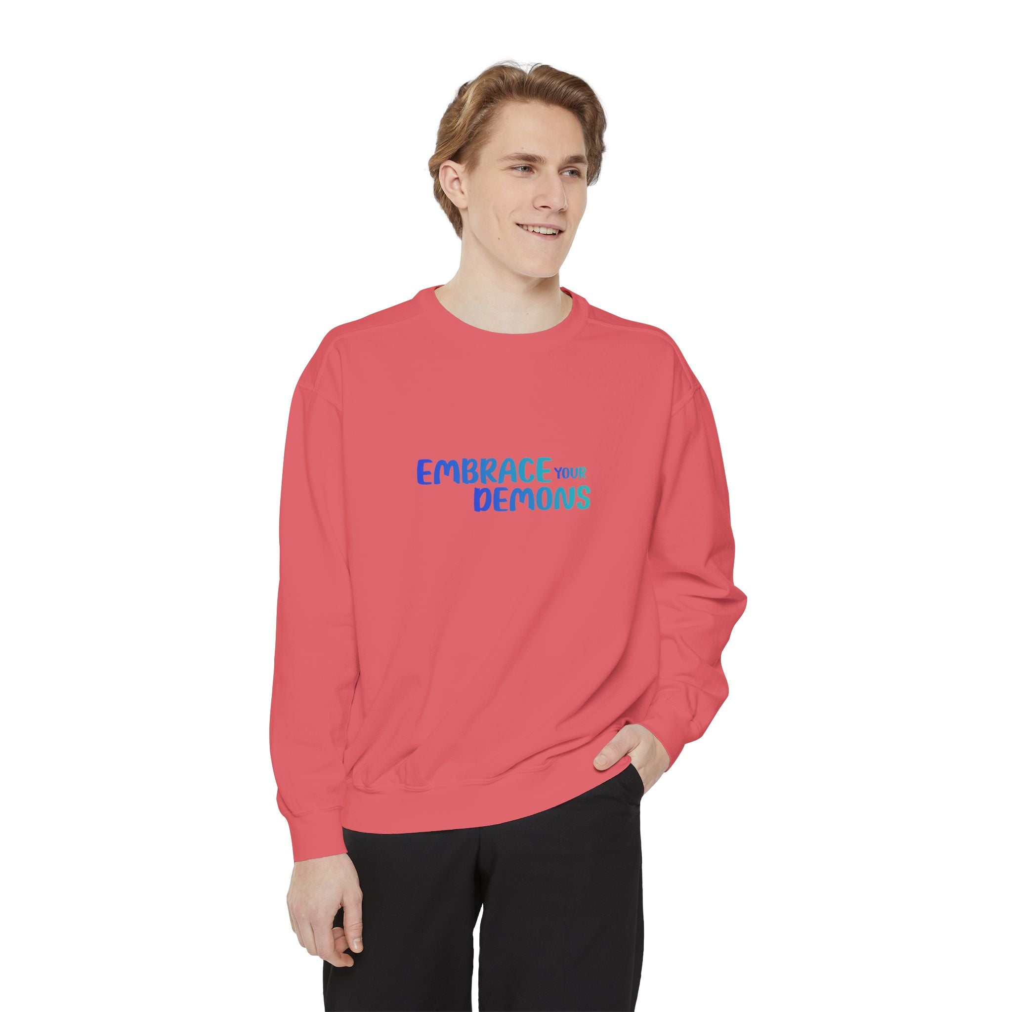 Embrace Your Demons Sweatshirt — "Cold Heart, Warm Soul" Cat Graphic Sweatshirt