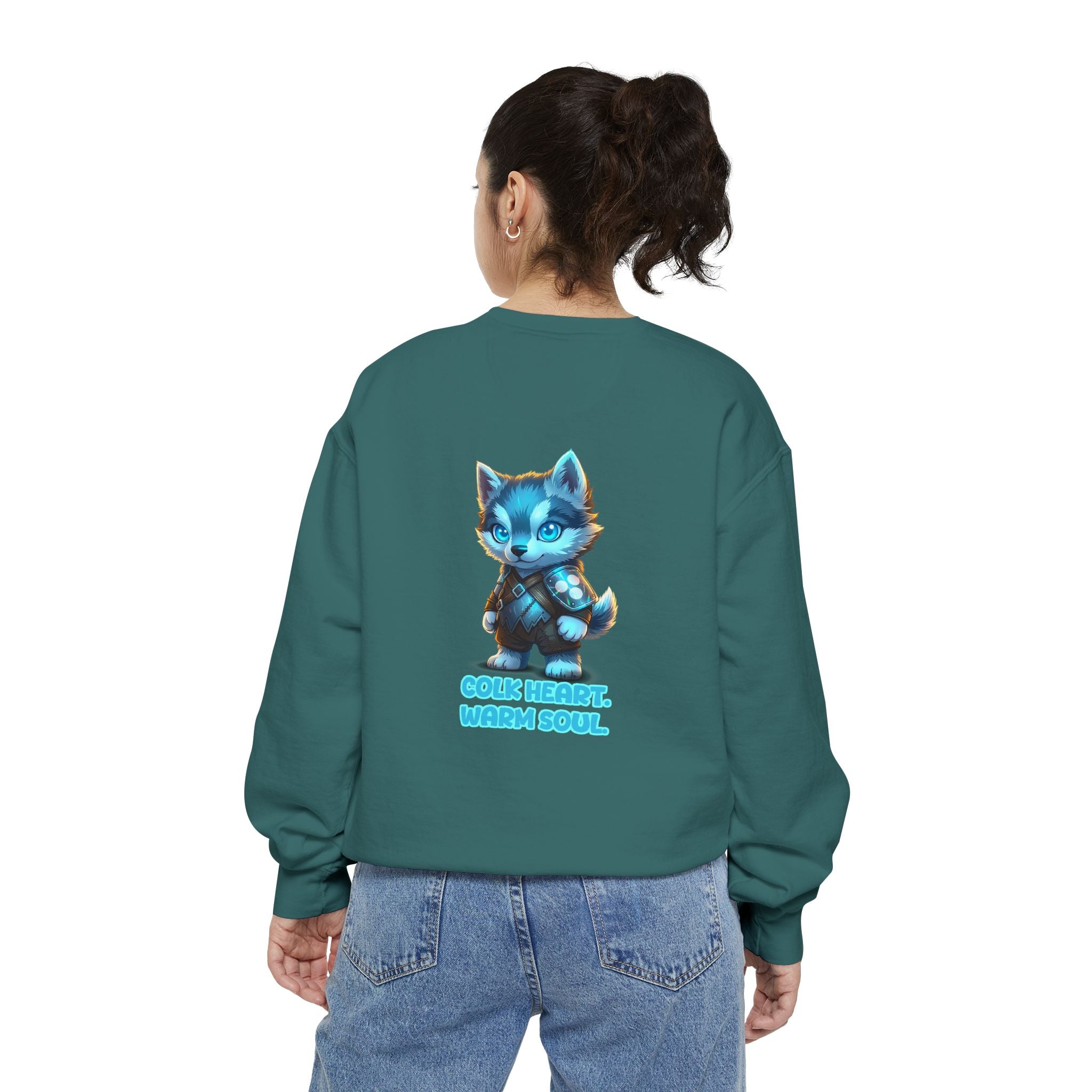 Embrace Your Demons Sweatshirt — "Cold Heart, Warm Soul" Cat Graphic Sweatshirt