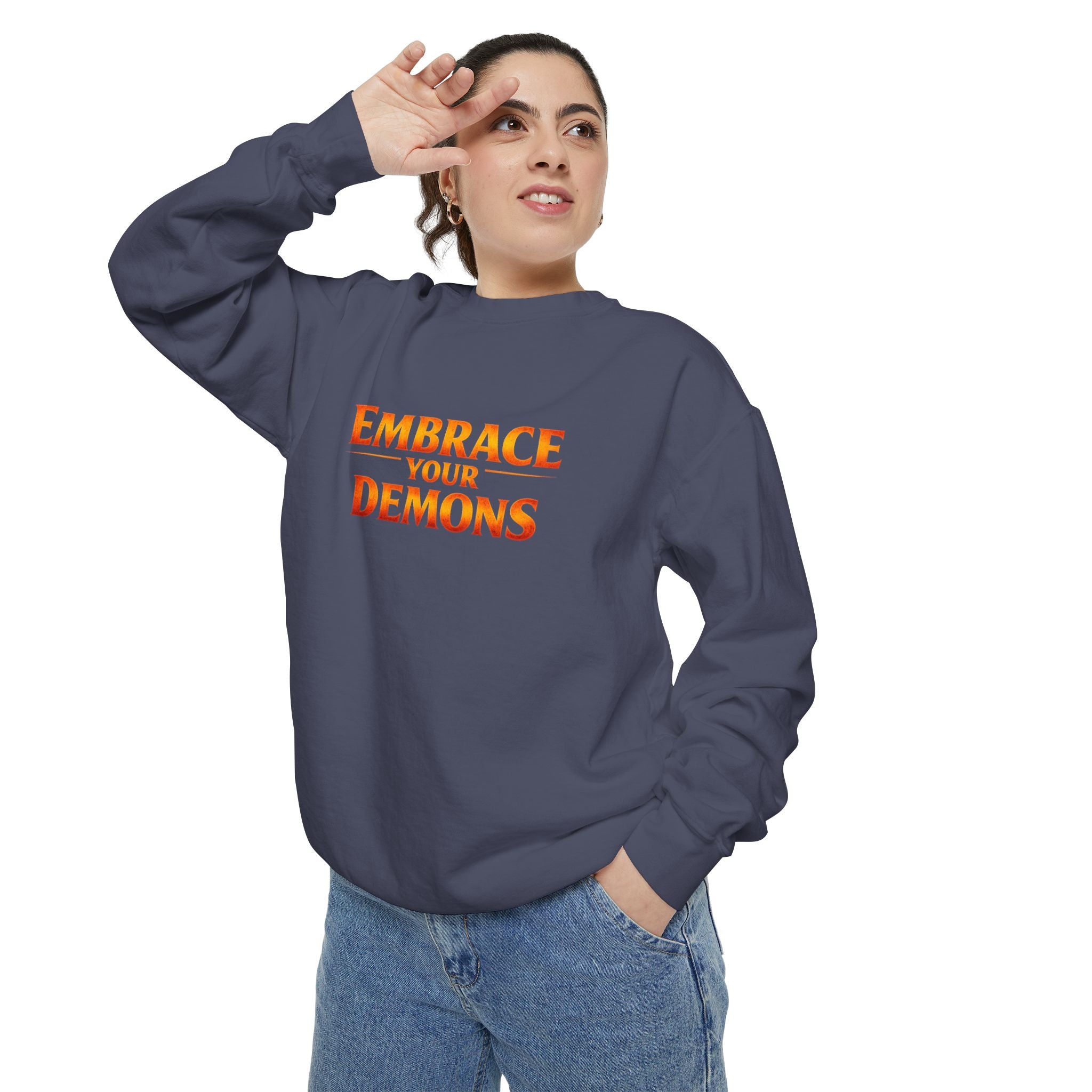 Embrace Your Demons Sweatshirt — Angel Warrior Graphic Crewneck