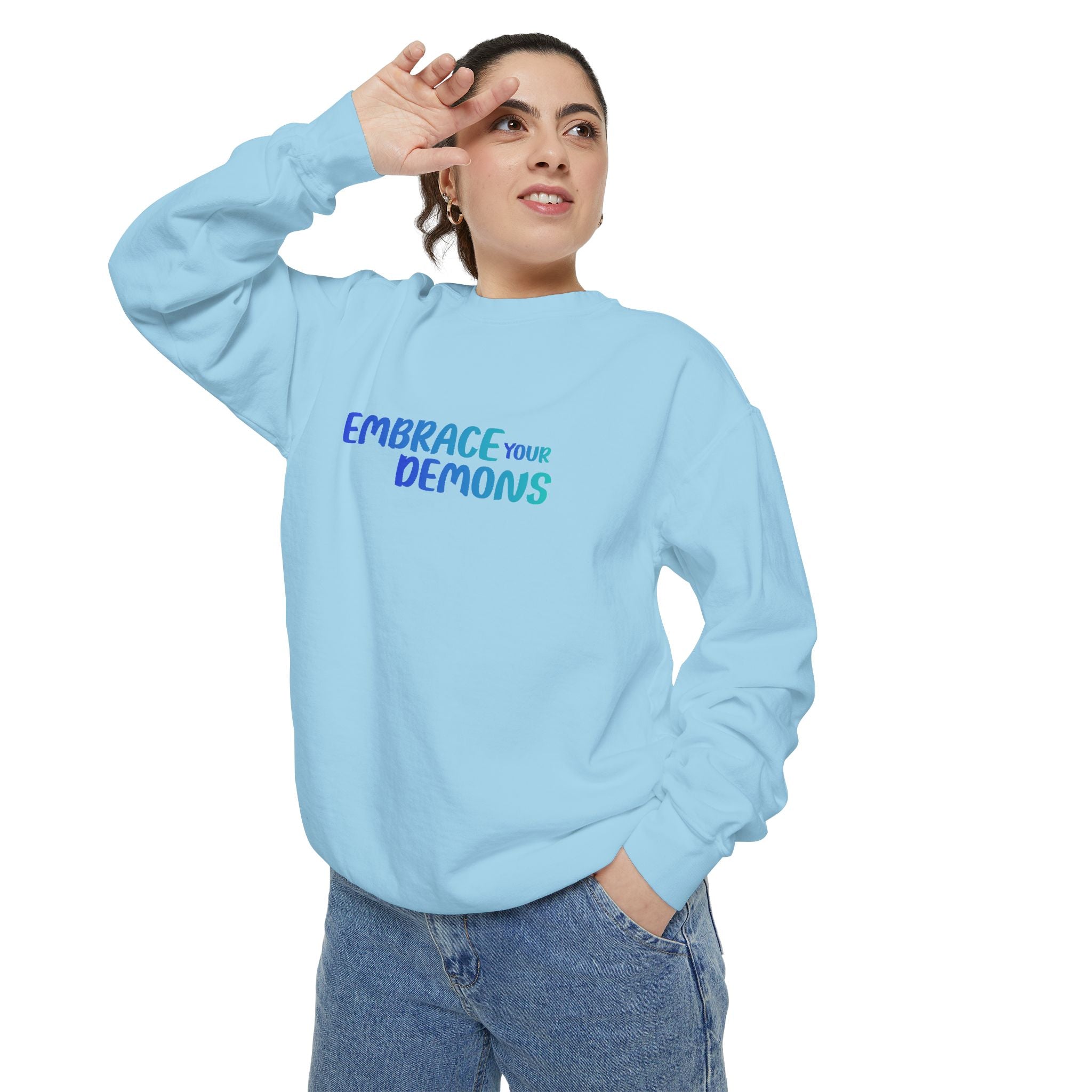 Sweatshirt — "Embrace Your Demons" Demon Climber Graphic Sweatshirt