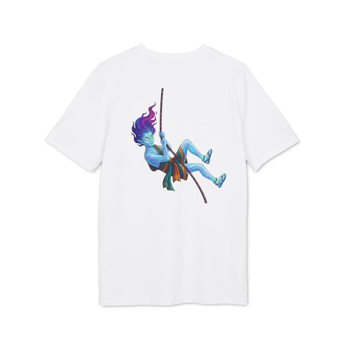T-Shirt — Embrace the Demons Graphic Tee (Blue Rope Swing Illustration)