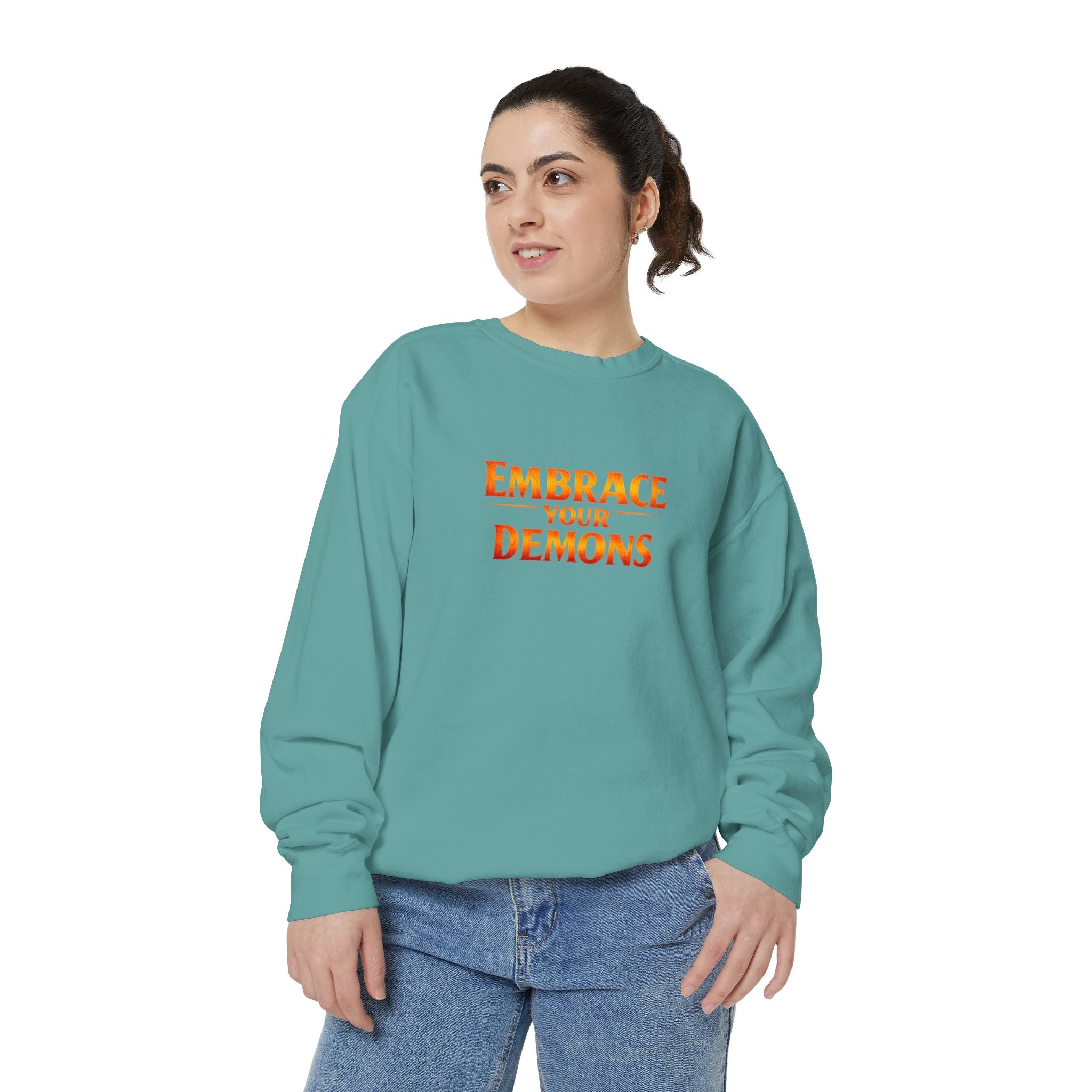Embrace Your Demons Sweatshirt — Angel Warrior Graphic Crewneck