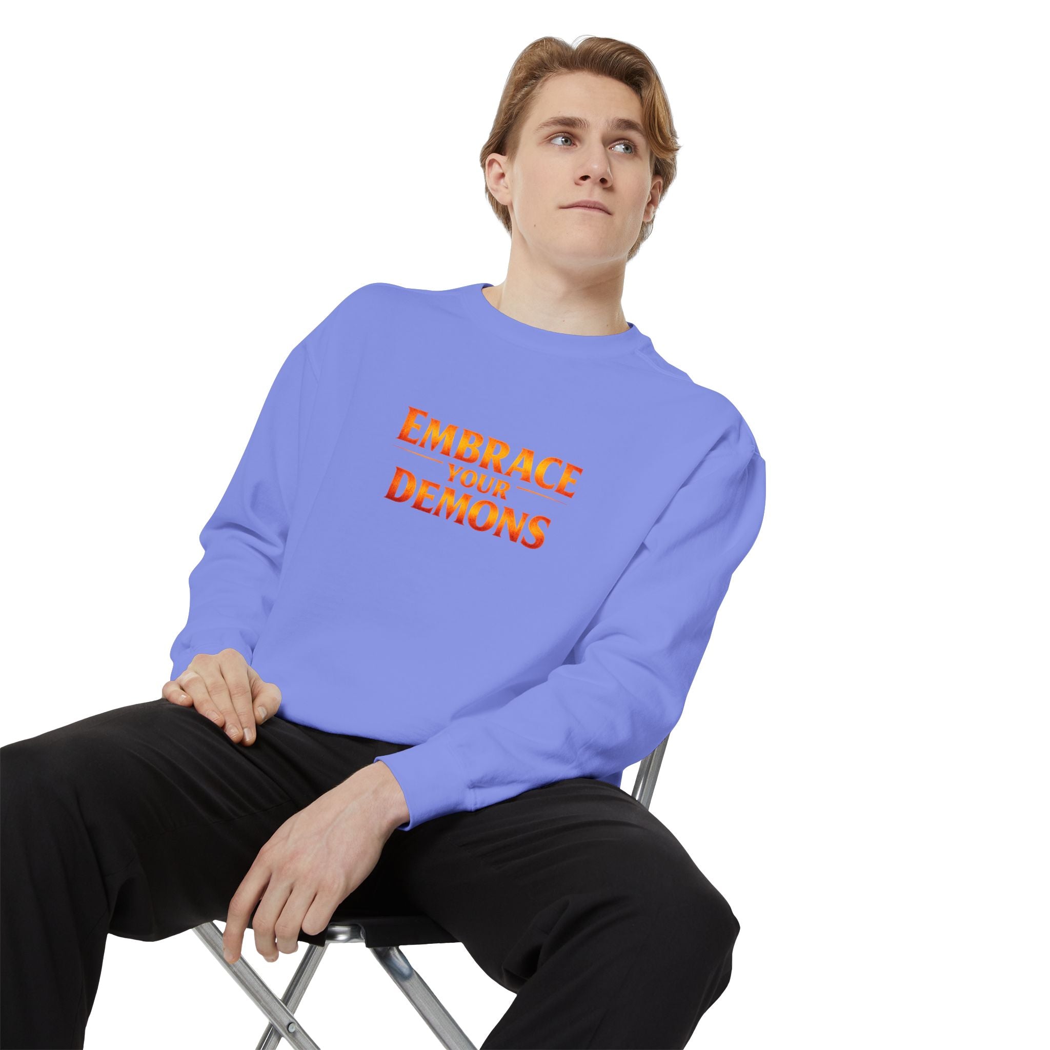 Embrace Your Demons Sweatshirt — Angel Warrior Graphic Crewneck