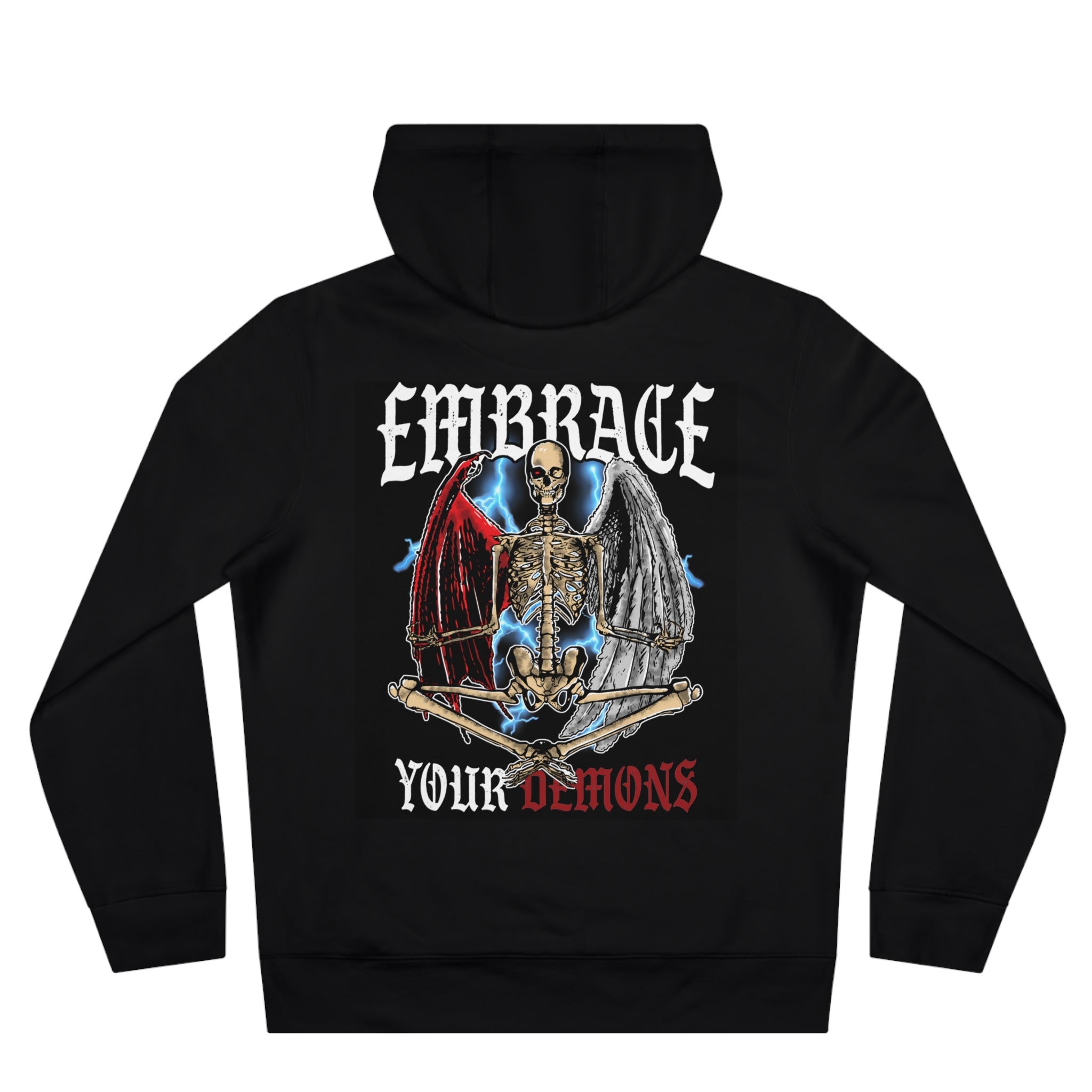 Embrace Your Demons Hoodie — Gothic Skeleton Angel King Hooded Sweatshirt - EMBRACE YOUR DEMONS
