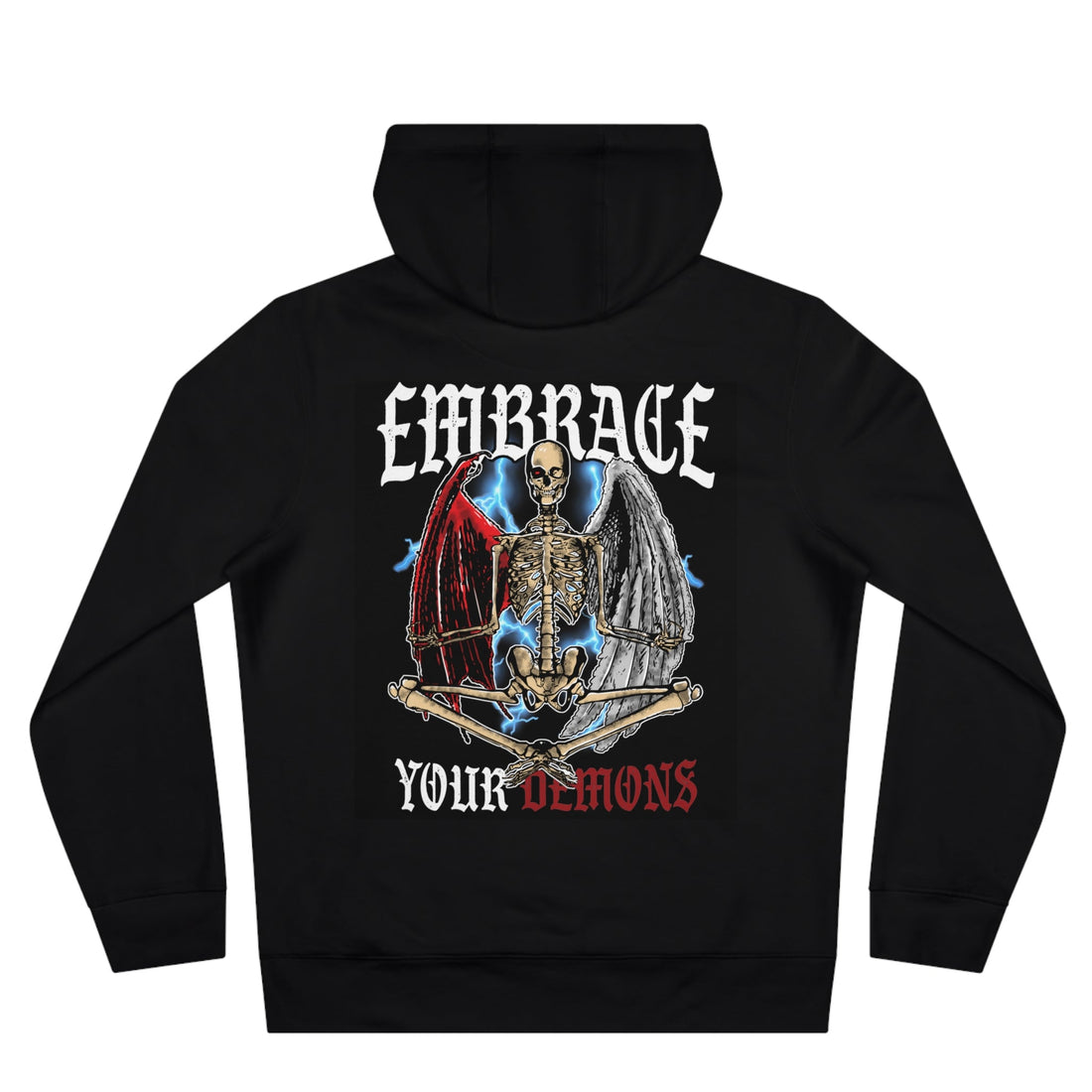 Embrace Your Demons Hoodie — Gothic Skeleton Angel King Hooded Sweatshirt - EMBRACE YOUR DEMONS