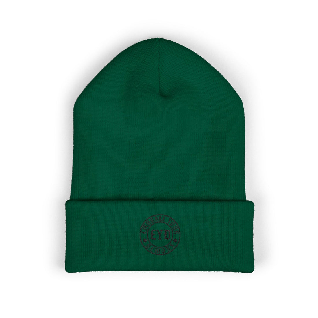 Embroidered 'EYO' Classic Cuffed Beanie — Minimal Logo Knit Hat - EMBRACE YOUR DEMONS