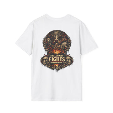 Graphic T-Shirt — “The Loudest Fights Happen Inside” Skull & Flame Design - EMBRACE YOUR DEMONS