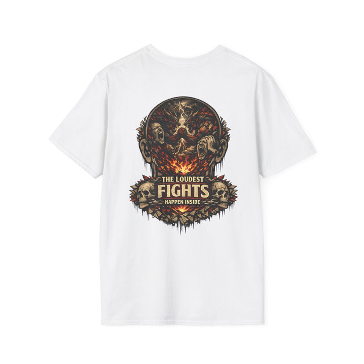 Graphic T-Shirt — “The Loudest Fights Happen Inside” Skull & Flame Design - EMBRACE YOUR DEMONS