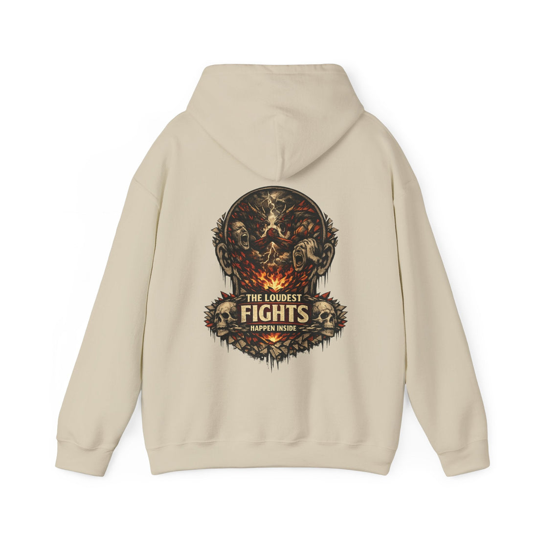 Heavyweight Hoodie — “The Loudest Fights Happen Inside” Graphic Back Print - EMBRACE YOUR DEMONS