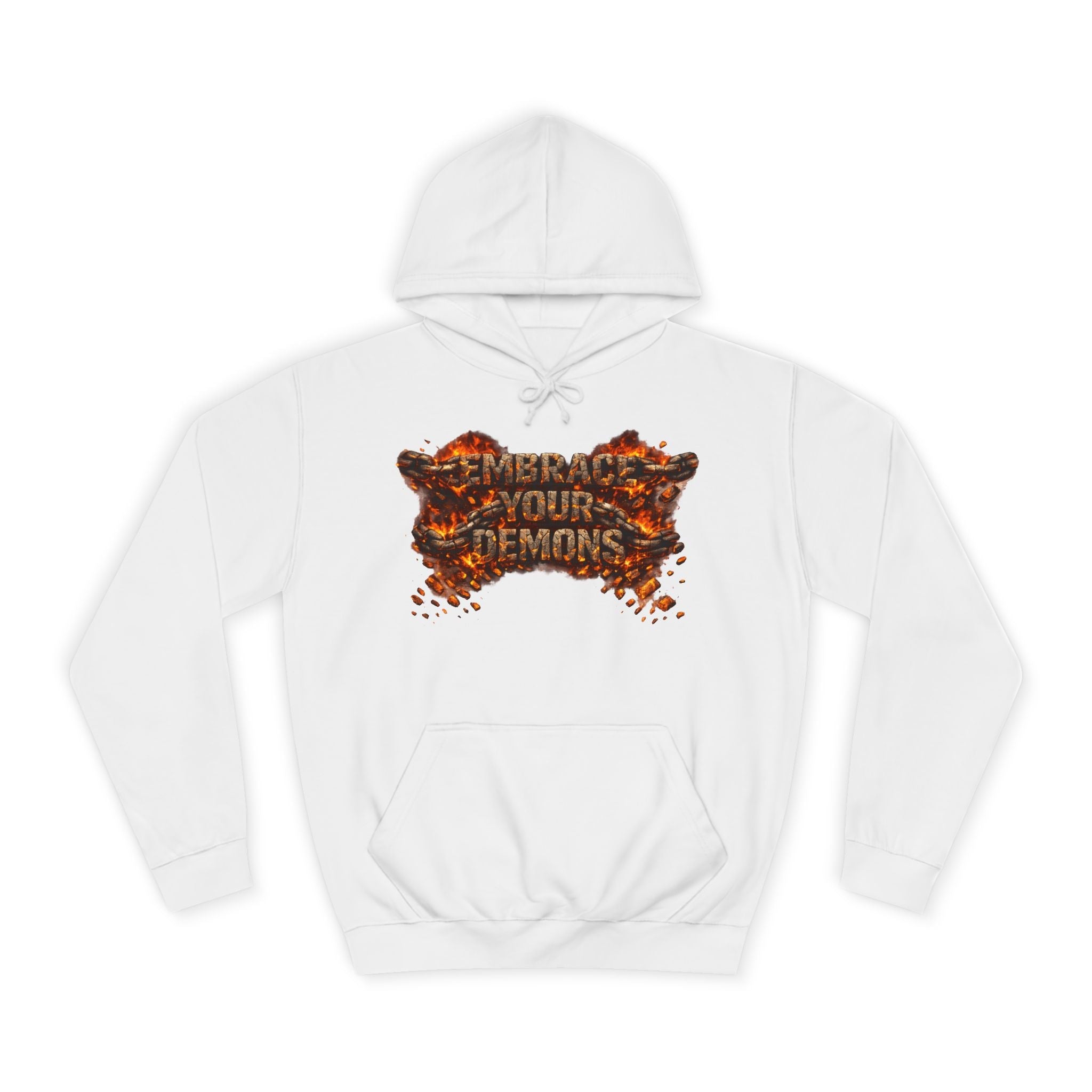 Hoodie — 'Embrace Your Demons' Graphic Hoodie with 'Pain Into Power' Back Art - EMBRACE YOUR DEMONS