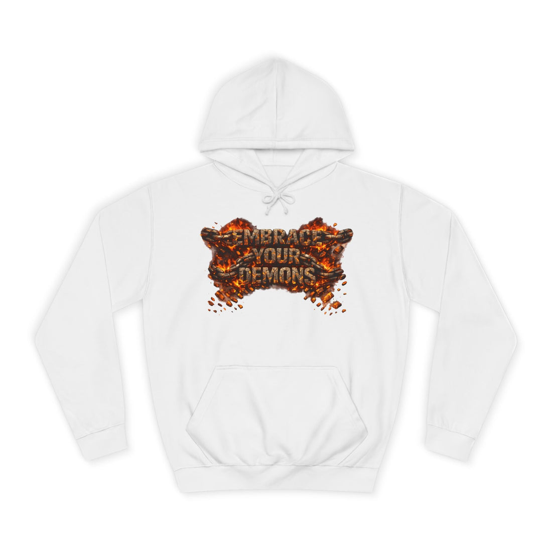 Hoodie — 'Embrace Your Demons' Graphic Hoodie with 'Pain Into Power' Back Art - EMBRACE YOUR DEMONS