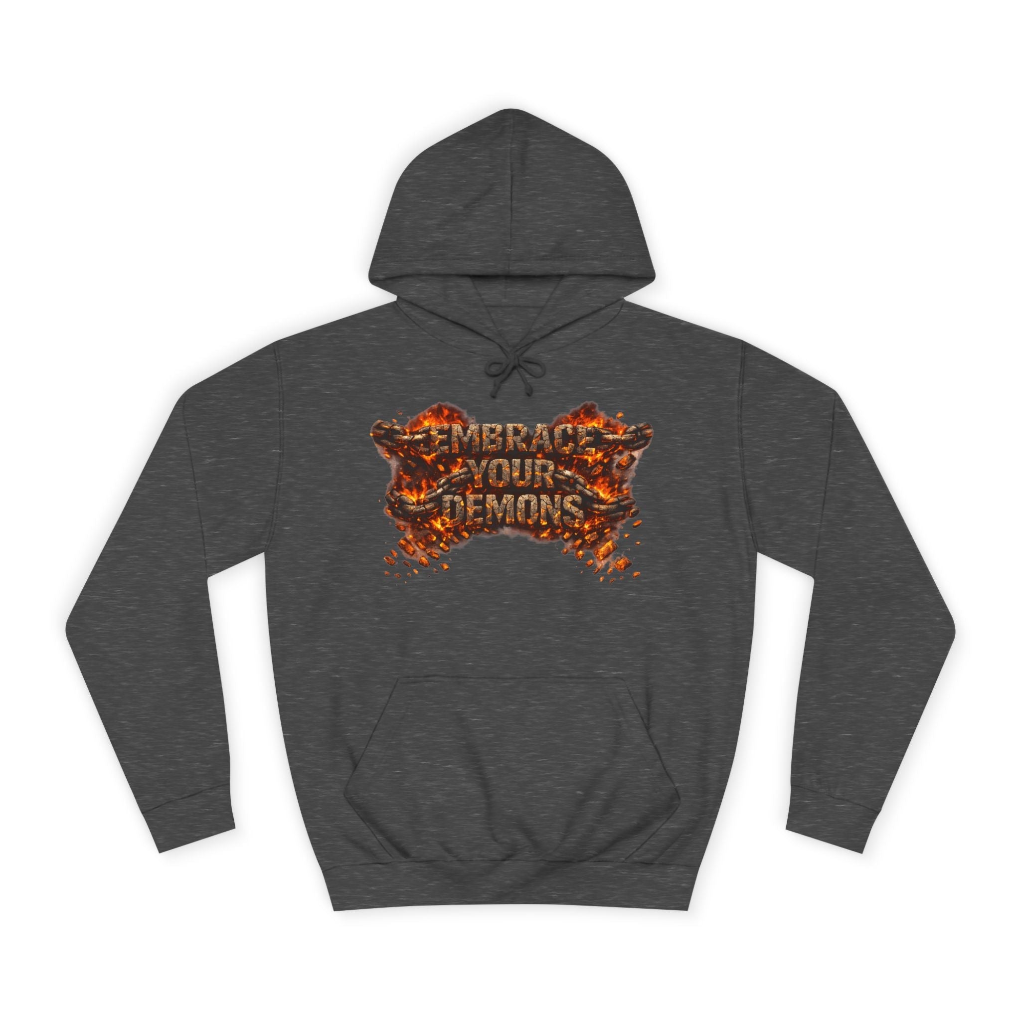 Hoodie — 'Embrace Your Demons' Graphic Hoodie with 'Pain Into Power' Back Art - EMBRACE YOUR DEMONS