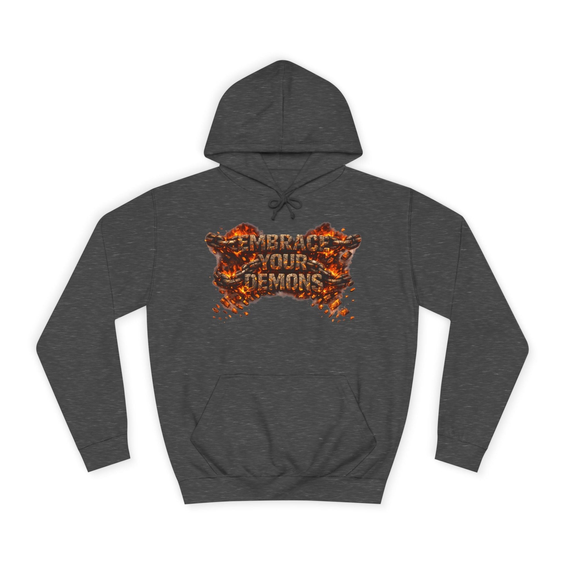 Hoodie — 'Embrace Your Demons' Graphic Hoodie with 'Pain Into Power' Back Art - EMBRACE YOUR DEMONS