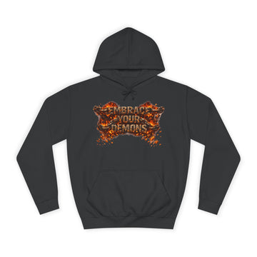 Hoodie — 'Embrace Your Demons' Graphic Hoodie with 'Pain Into Power' Back Art - EMBRACE YOUR DEMONS
