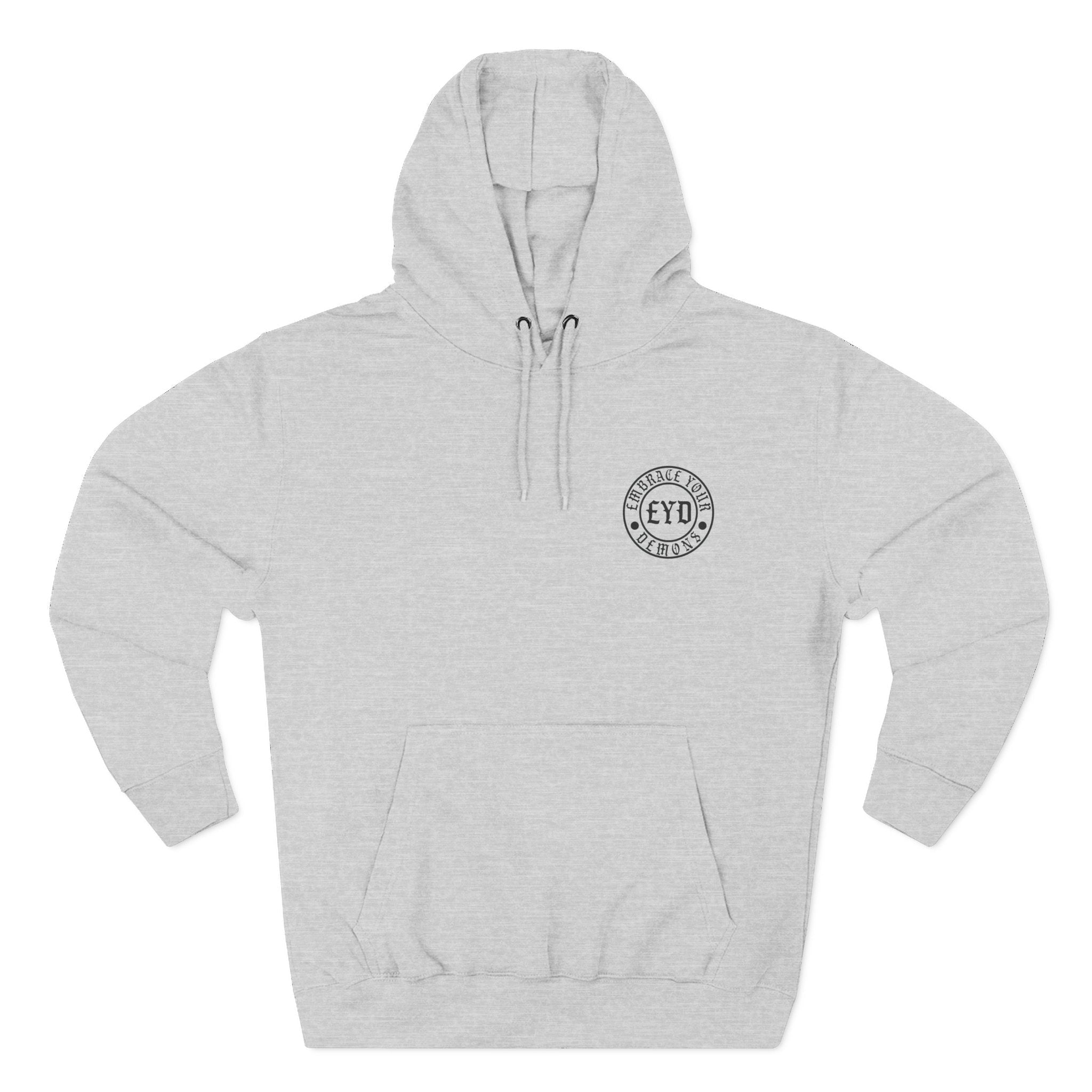 Phoenix Rising Fleece Hoodie — "I Am Healing, I Am Reclaimed" Graphic - EMBRACE YOUR DEMONS