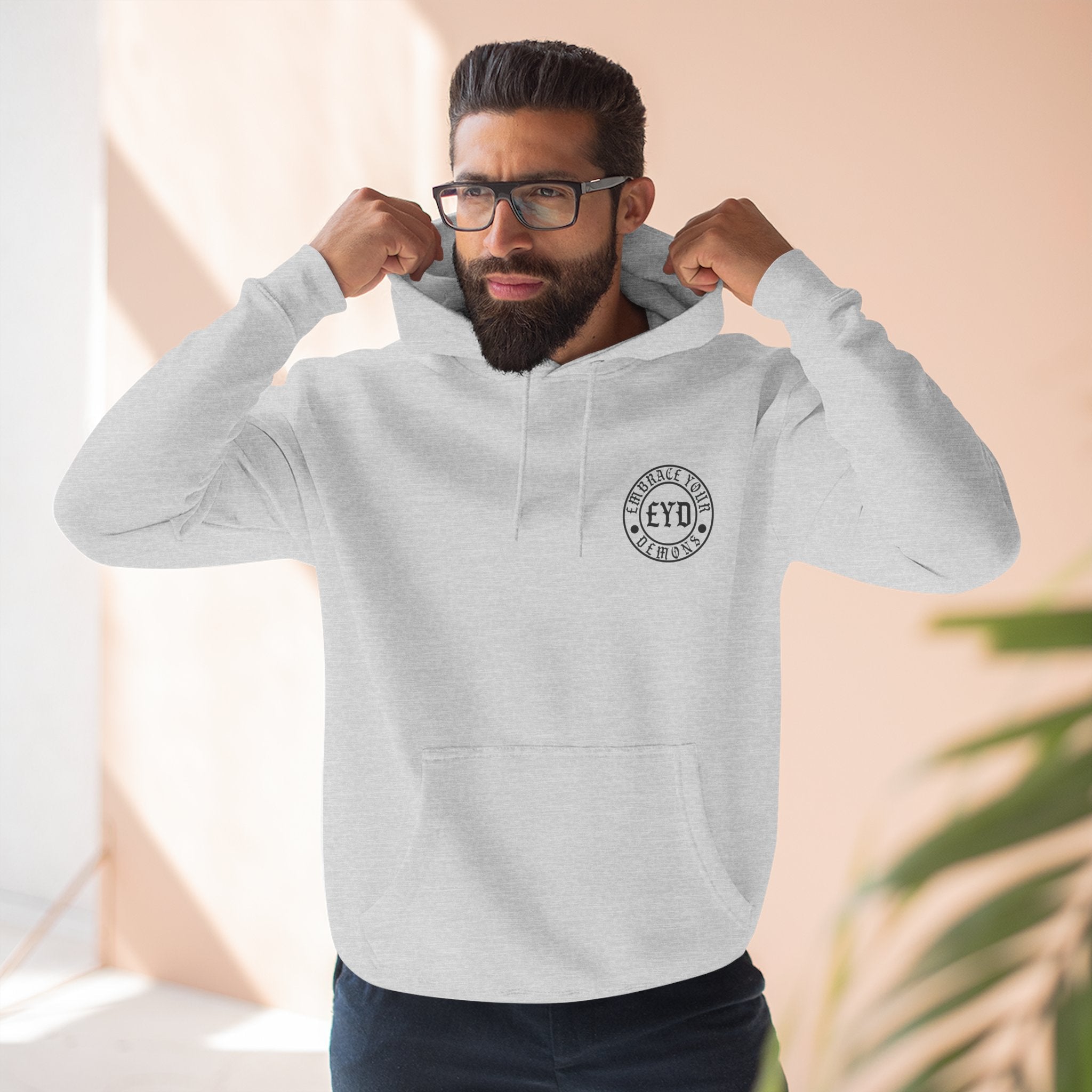 Phoenix Rising Fleece Hoodie — "I Am Healing, I Am Reclaimed" Graphic - EMBRACE YOUR DEMONS